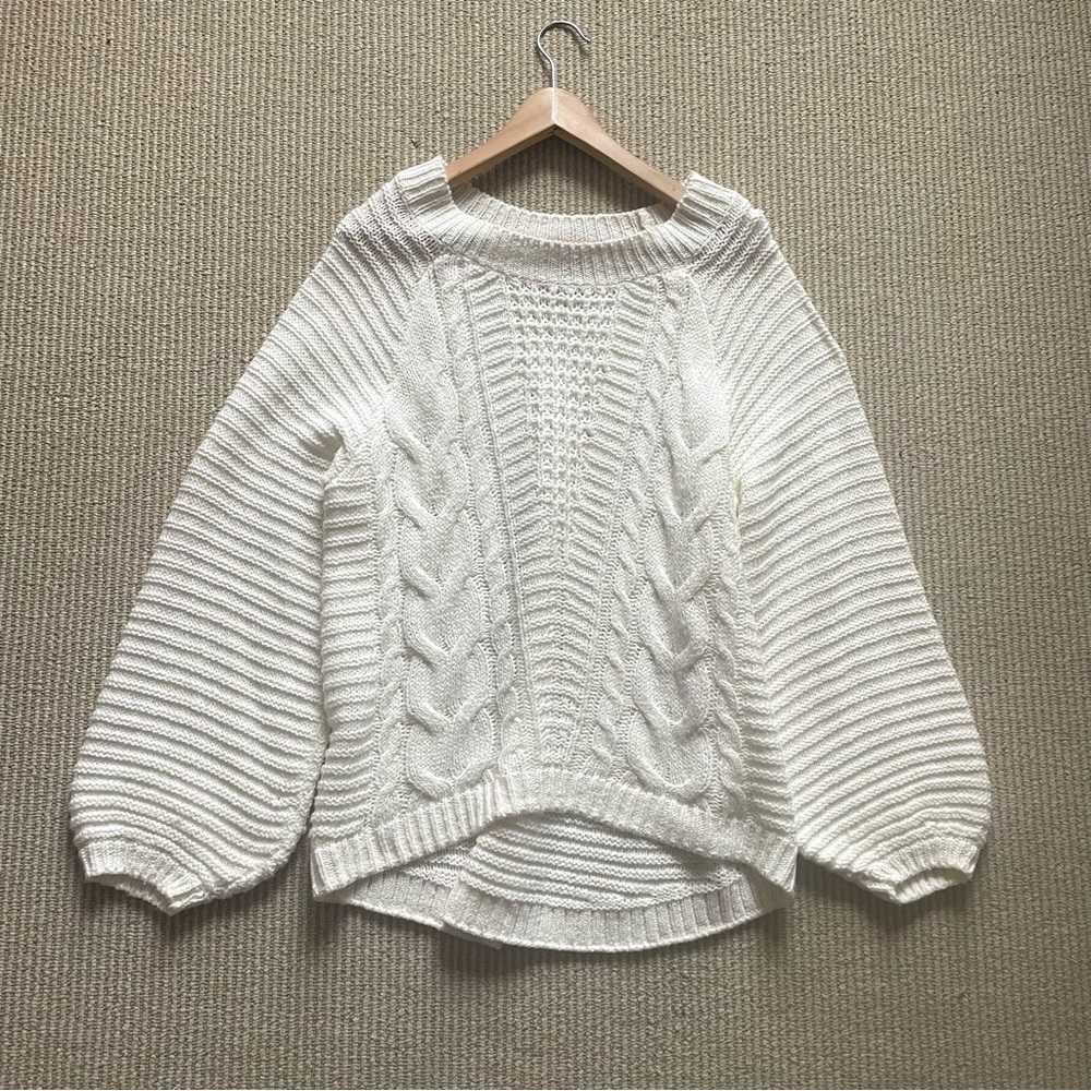 3 for $10 a.n.a. A New Approach White Relaxed Fit Sweater Bell Sleeves Size L